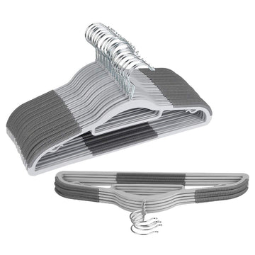 30 Pack Plastic Clothes Hangers, Gray, Non-Slip, Space-Saving