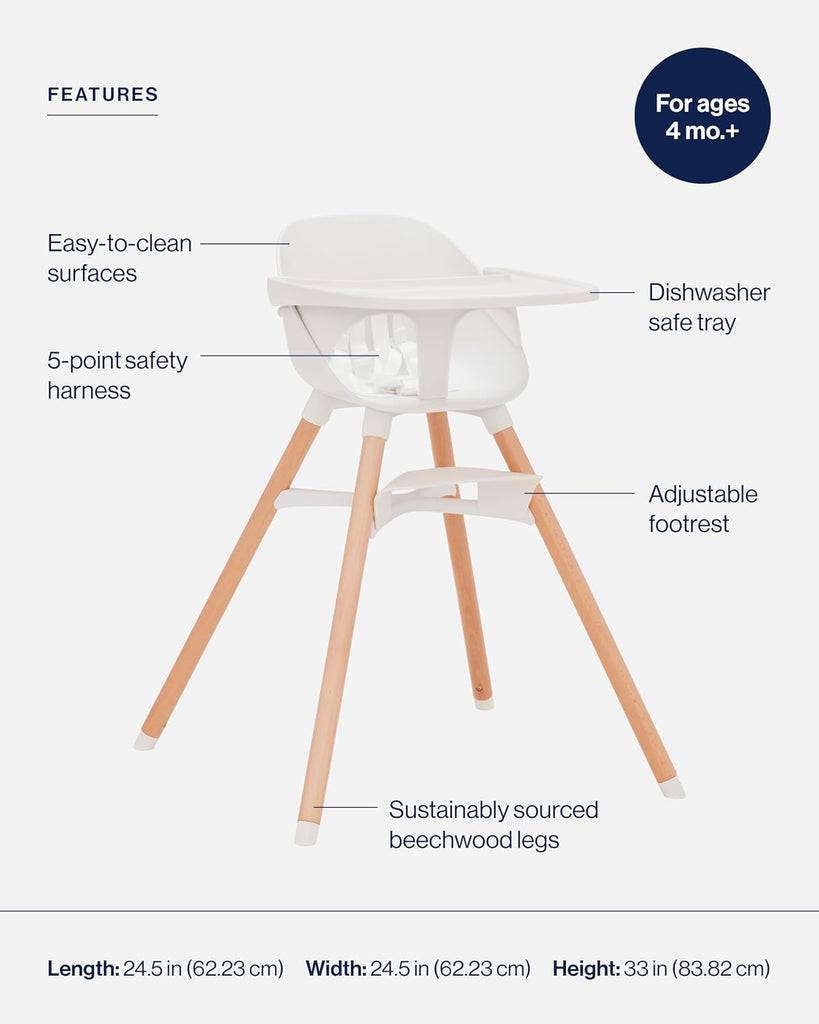 The High Chair Infant Kit - Convertible Wooden High Chair for Babies & Toddlers with Infant Support & Cushion, Grows