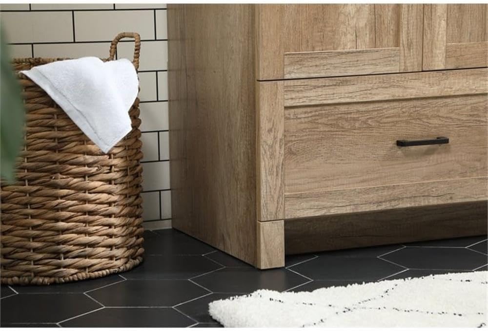 Elegant Decor Soma 42" Aluminum MDF Single Bathroom Vanity in Natural Oak