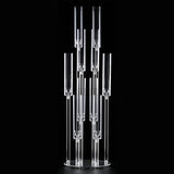 10 Arm Acrylic Candelabra Centerpieces, Floor Clear Tall Candlesticks Holder with Removable Lampshade, Fit 0.82" LED