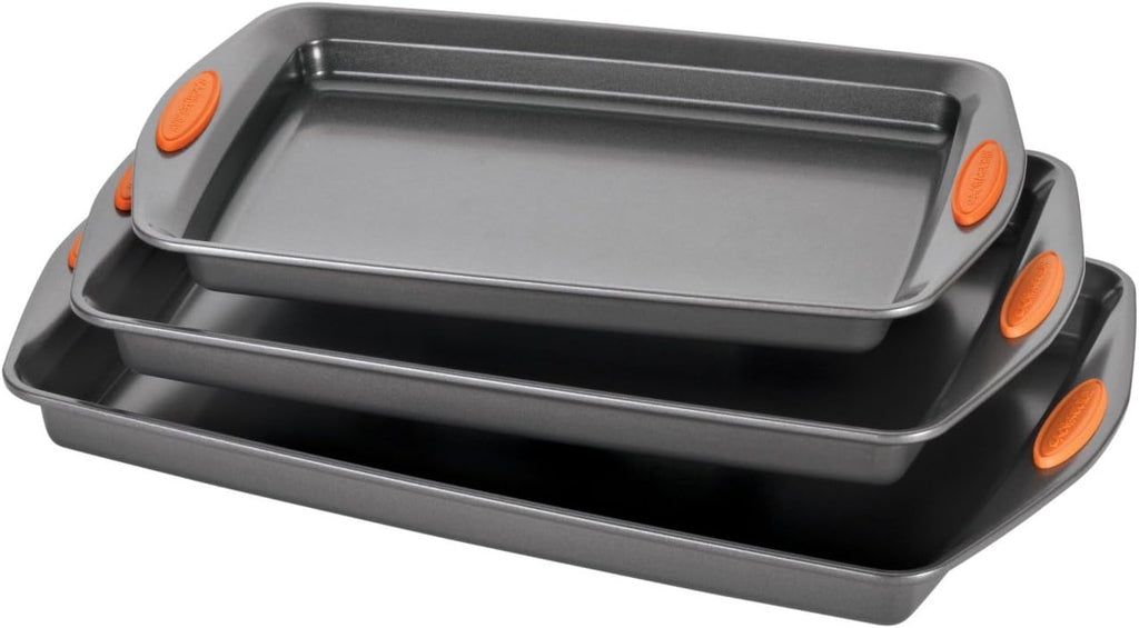 Yum-o! Nonstick Sheet Set, 3-Pc Cookie Sheets for | Non Stick Sheet Pans for Cookies, Stackable, Heavy Duty, & Easy