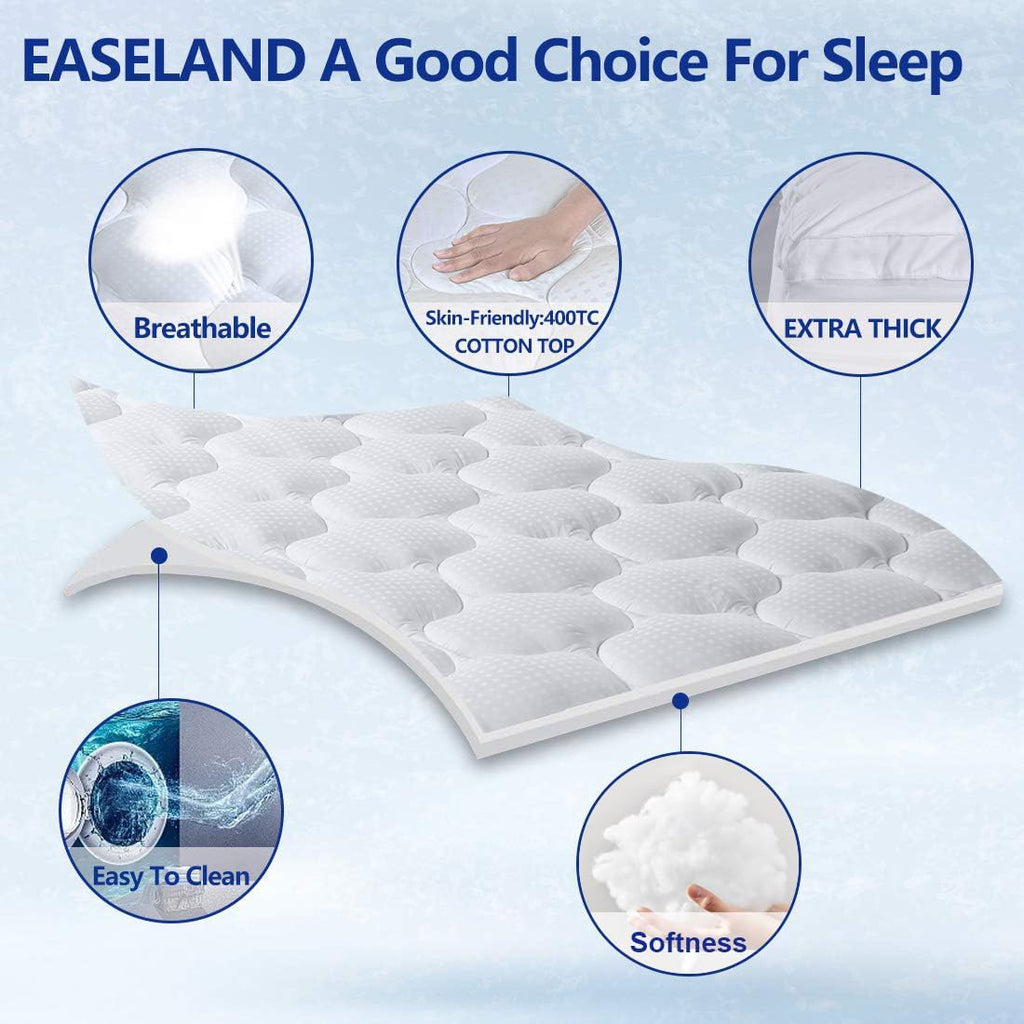Queen Size Mattress Topper Pillow Top Mattress Cover Quilted Fitted Mattress Protector Cotton Top 8-21" Deep Pocket