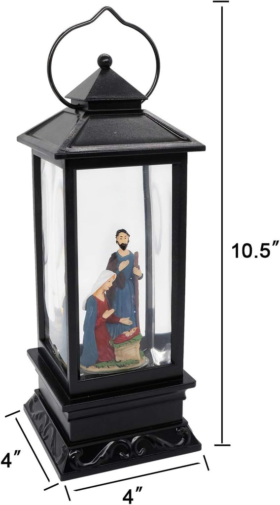 Lighted Musical Snow Globe Lantern with 6 Hour Timer Nativity