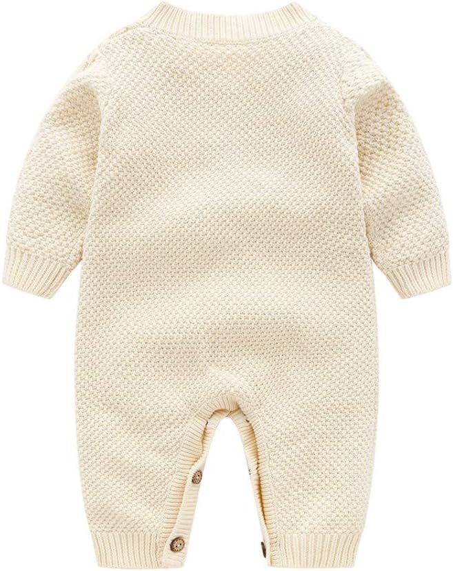 Infant Baby Boys Cable Knit Sweater Romper Long Sleeve Little Outfits White Beige Baby One Piece Clothing