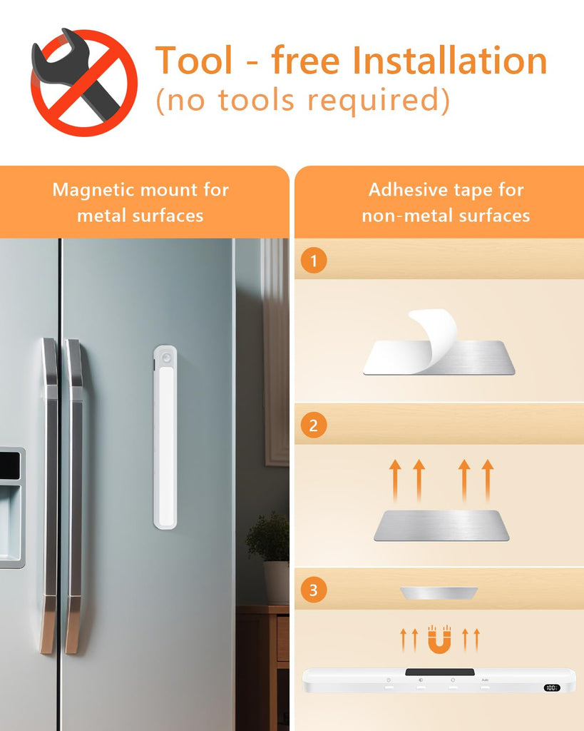 Under Cabinet & Closet Lights, Motion Sensor, Rechargeable, Magnetic, 3 Color Temps, Dimmable LED Light Bar