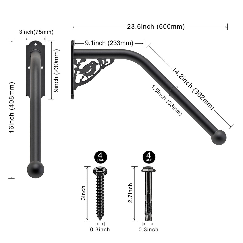 Fully Welded Staircase Handrail Iron Handrails for Outdoor Steps