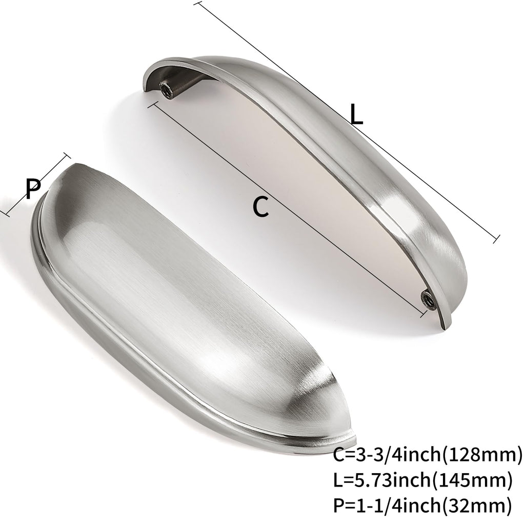 10 Pack 5" Drawer Pulls Brushed Satin Nickel Cabinet Cup Pulls Kitchen Hardware Cabinet Handles Drawer Handles Knobs
