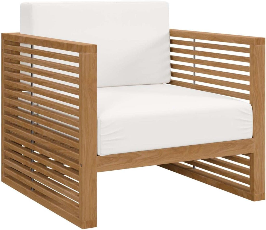Carlsbad 3-Piece Teak Wood Outdoor Patio Set in Natural and White