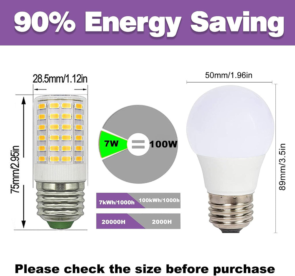 Refrigerator Bulb E26 AC100-265V 7W 6000K Cool White 100W Equivalent