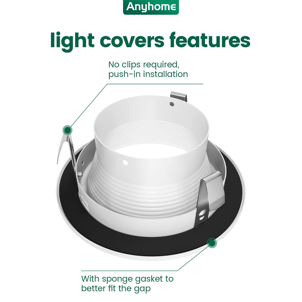 4 Inch Recessed Lighting Trims 12 Pack, White, Prevent Yellowing