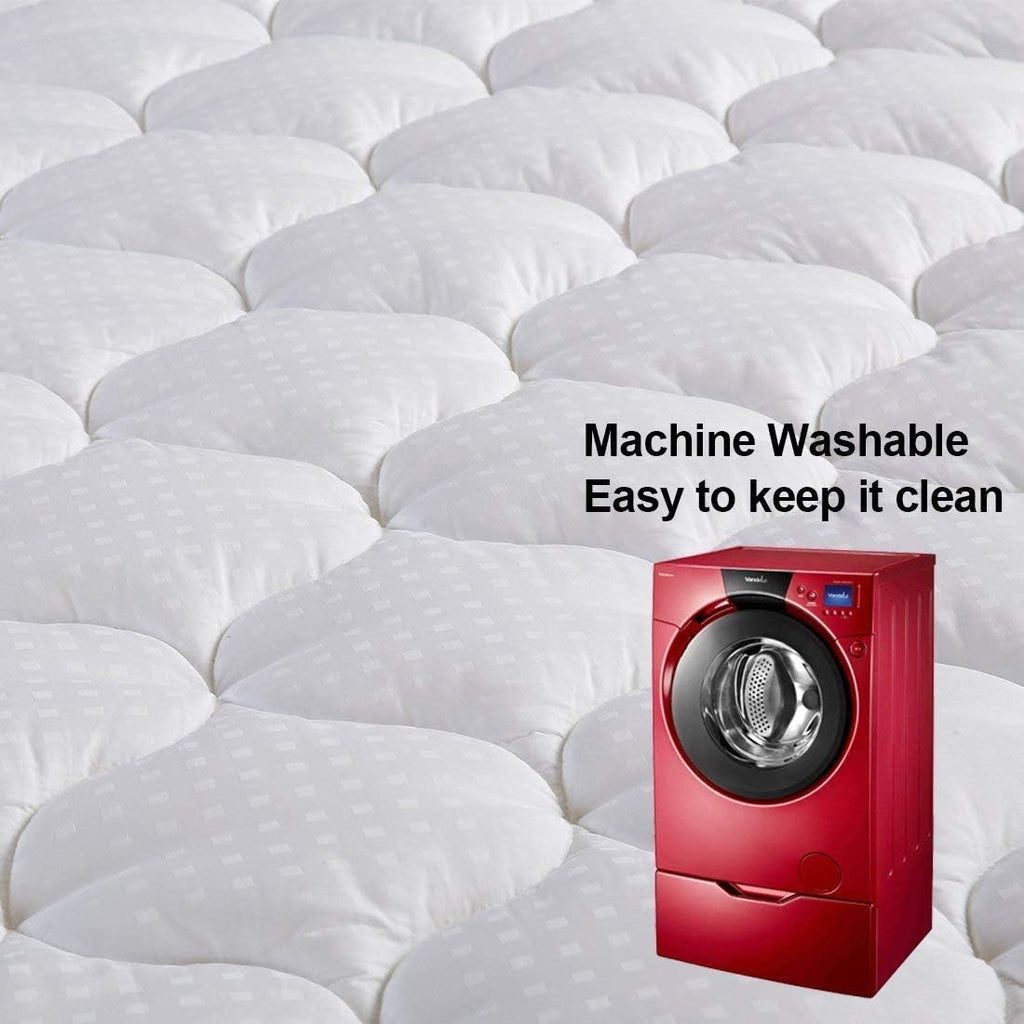Cotton King Mattress Pad Fitted Quilted Mattress Cover Pillow Top Mattress Topper Cooling Soft Breathable Mattress
