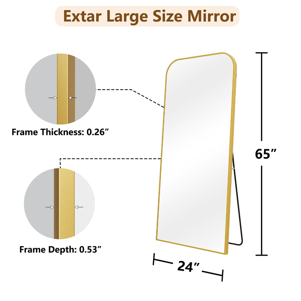 Full Length Mirror, 65"x24" Mirror Full Length with Stand