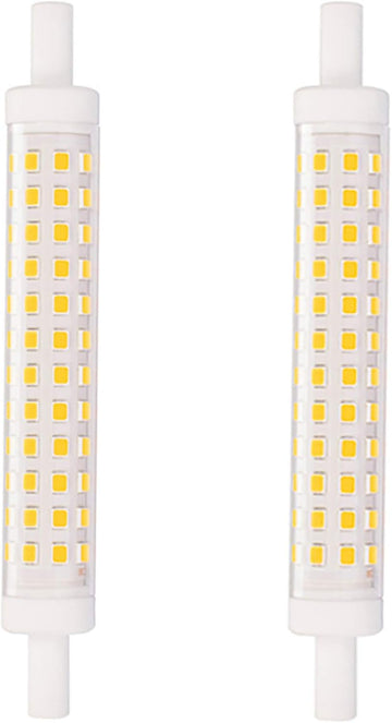 R7S LED Bulb 10W 118mm Double Ended T3 J Type Bulb 2 Pack 6000K Cool White 90W Halogen Equivalent, 48LEDS 900LM, 360