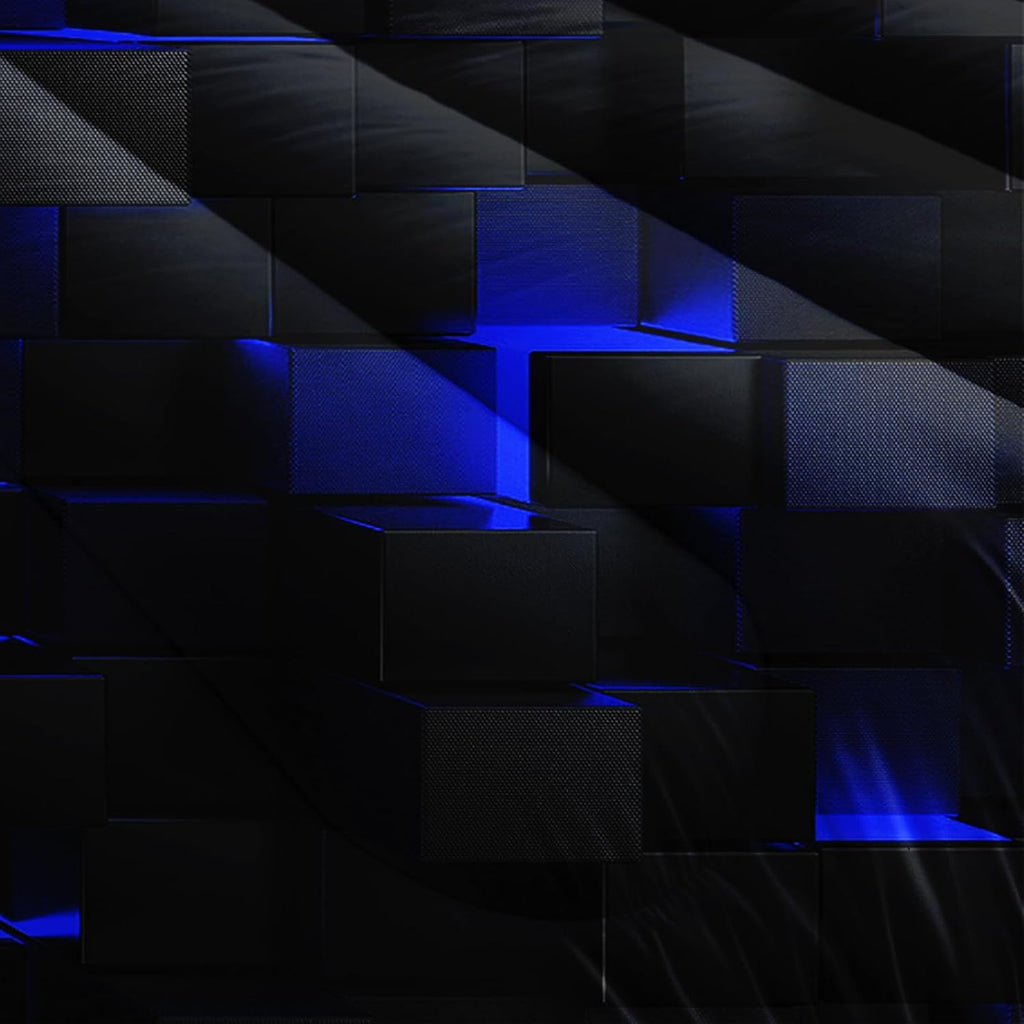 Neon Blue Black Comforter Set Full Geometric Kids Bedding Set,3 PCS Geometry Honeycomb Bed Set Modern Quilt Set 1