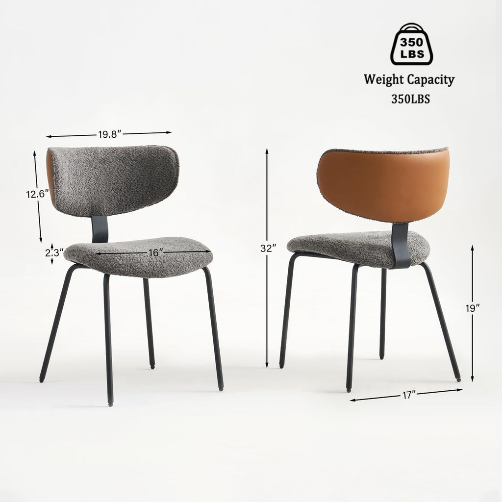 Modern Dining Chairs Set of 4, Upholstered Dining Room Chairs with Curved Backrest and Metal Legs for Kitchen or Dining Room, Black
