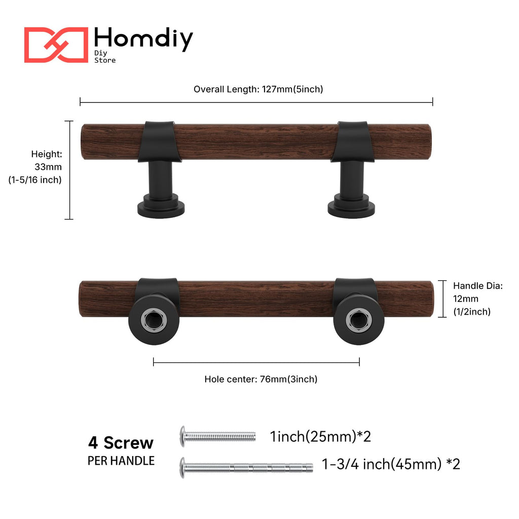 10 Pack 3 Inch Hole Center Wood Cabinet Pulls Black Cabinet Handles