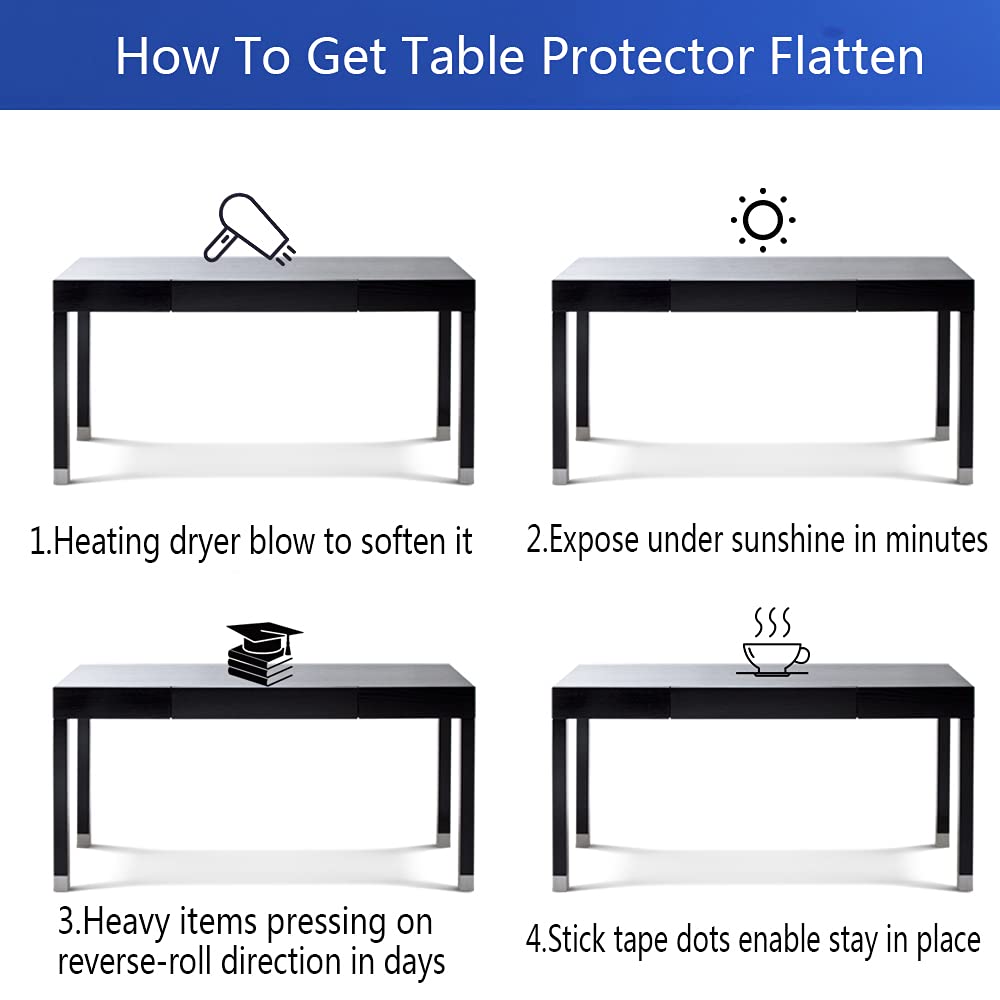 24x60" Multi-Size Thick Clear PVC Table Cover Protector Water Resistant Plastic Desk Protector Computer Desk Topper