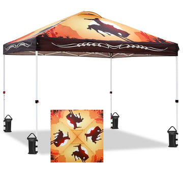 10x10 Pop Up Canopy Tent Easy Up Canopy Outdoor, Cowboy