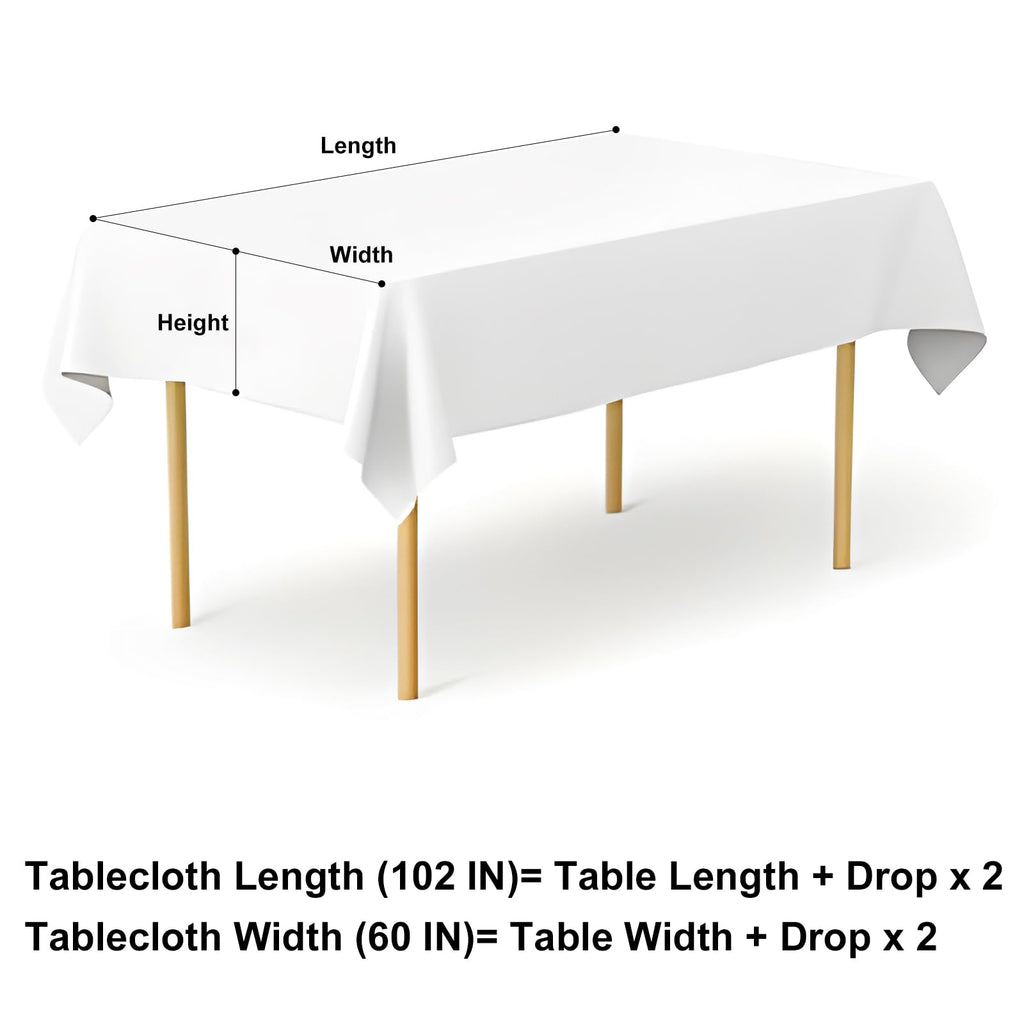 Rectangle Waterproof Vinyl Table Cloth, Wipeable Tablecloth with Flannel Backing, Plastic Table Cover for Dinner