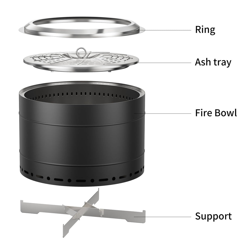 22 inch Smokeless Fire Pit with Carry Bag & Fire Poker