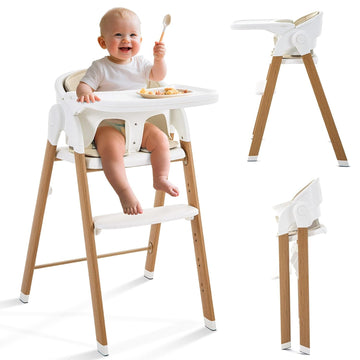 Convertible High Chairs for Babies & Toddlers. 5-in-1 Adjustable High Chair with Removable Tray, Easy to Clean
