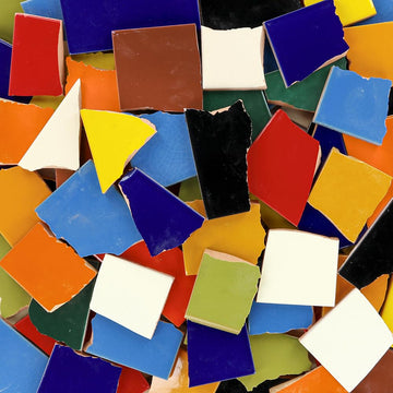 Broken Mosaic of 10 pounds in Mixed Solid Colors Talavera Mexican Handmade Tiles