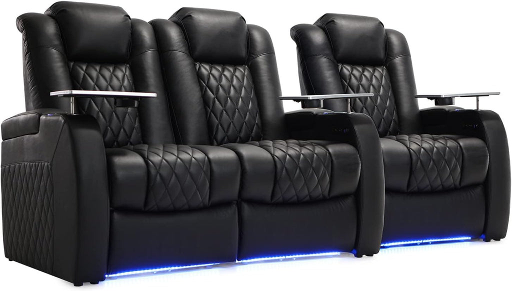 Home Theater Seating Top Grain Leather Zero Gravity Recliner Chair Power Headrest Recline Movie Seat Gaming 7 Colors