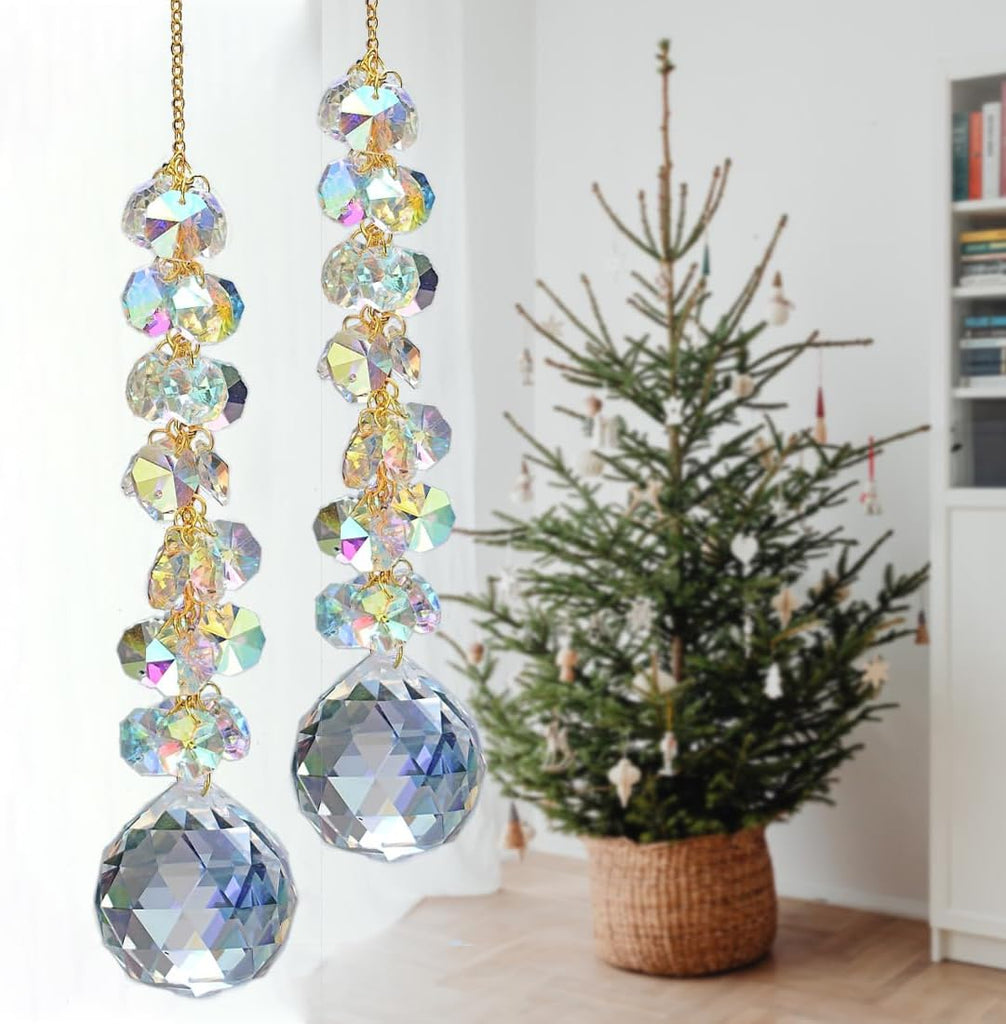 Suncatchers for Windows Hanging Prism, 40mm auraro Crystal Suncatcher with Crystals Chandelier Beads