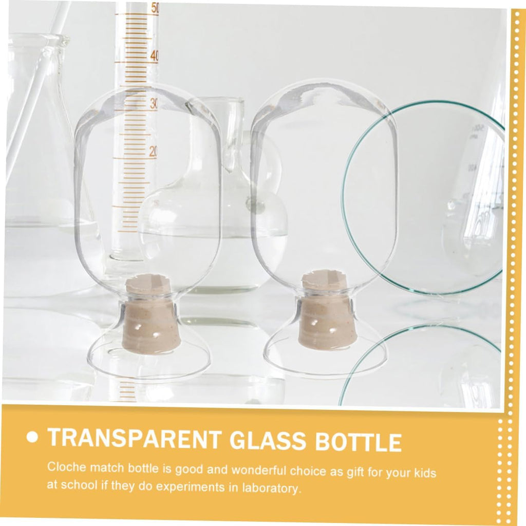 1pc Matchstick Cloche Glass Storage Bottle Decorative Jar Stopper Vintage Style Apothecary Jars Round Media Storage