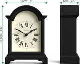 Bistro Mantel Clock - Small Classic Arch top Carriage Clock Design - Black - Contemporary Classic Style for Mantel, Desk, Table, Shelf...