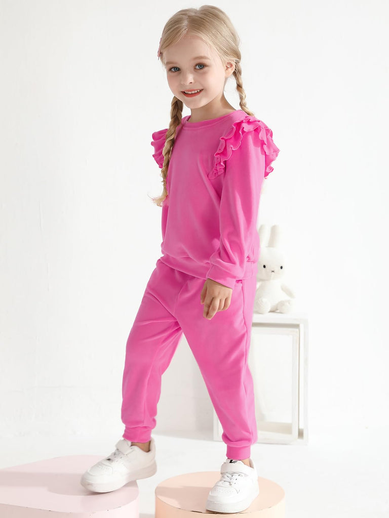 2 Piece Outfits Kids Velour Sweatsuit Fall Winter Tracksuits