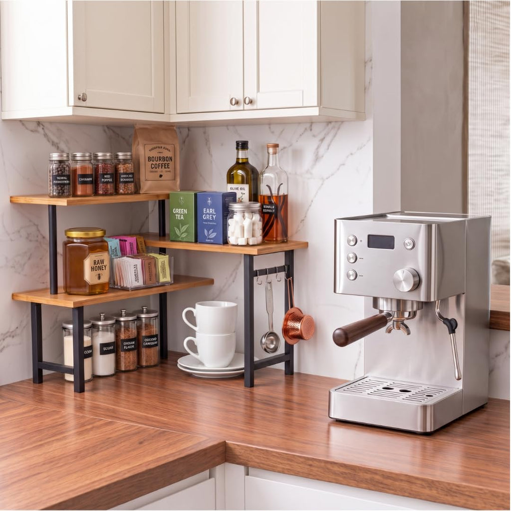 3-Tier Bamboo Corner Organizer Countertop Shelf