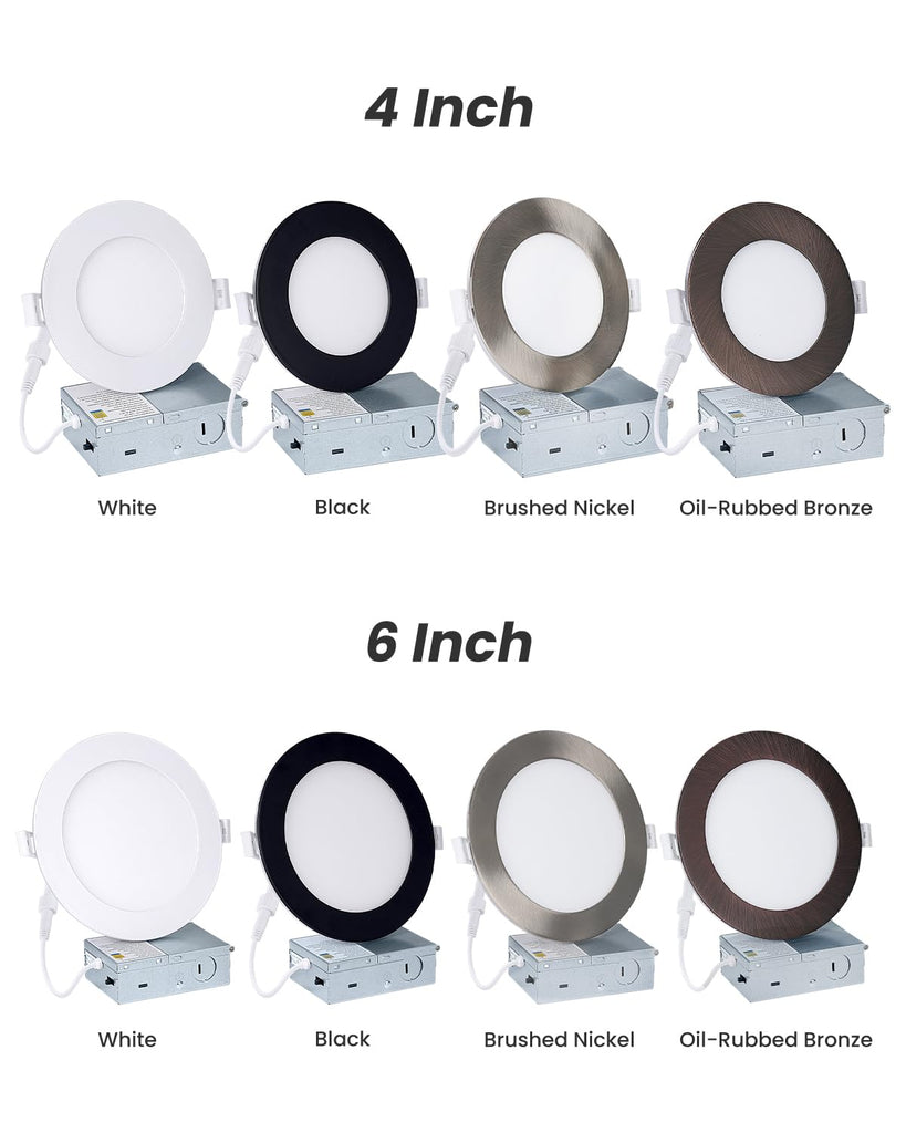 Recessed Ceiling Light 6 Inch - with Night Light, 1000LM Dimmable Downlight, 12W 5CCT 2700K-6000K & 3W