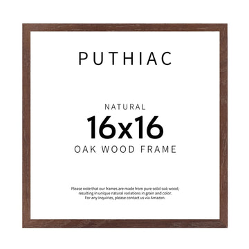 16x16 Solid Oak Wood Picture Frame, Walnut, 1 Pack