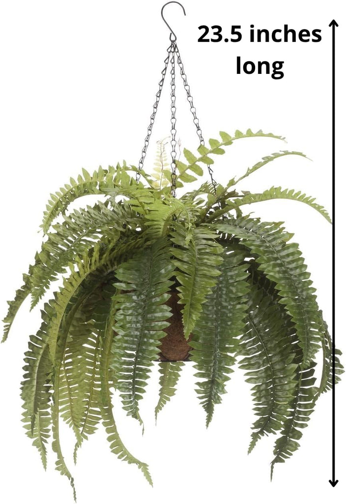 Fully Assembled Artificial Fern Hanging Basket Set of 2