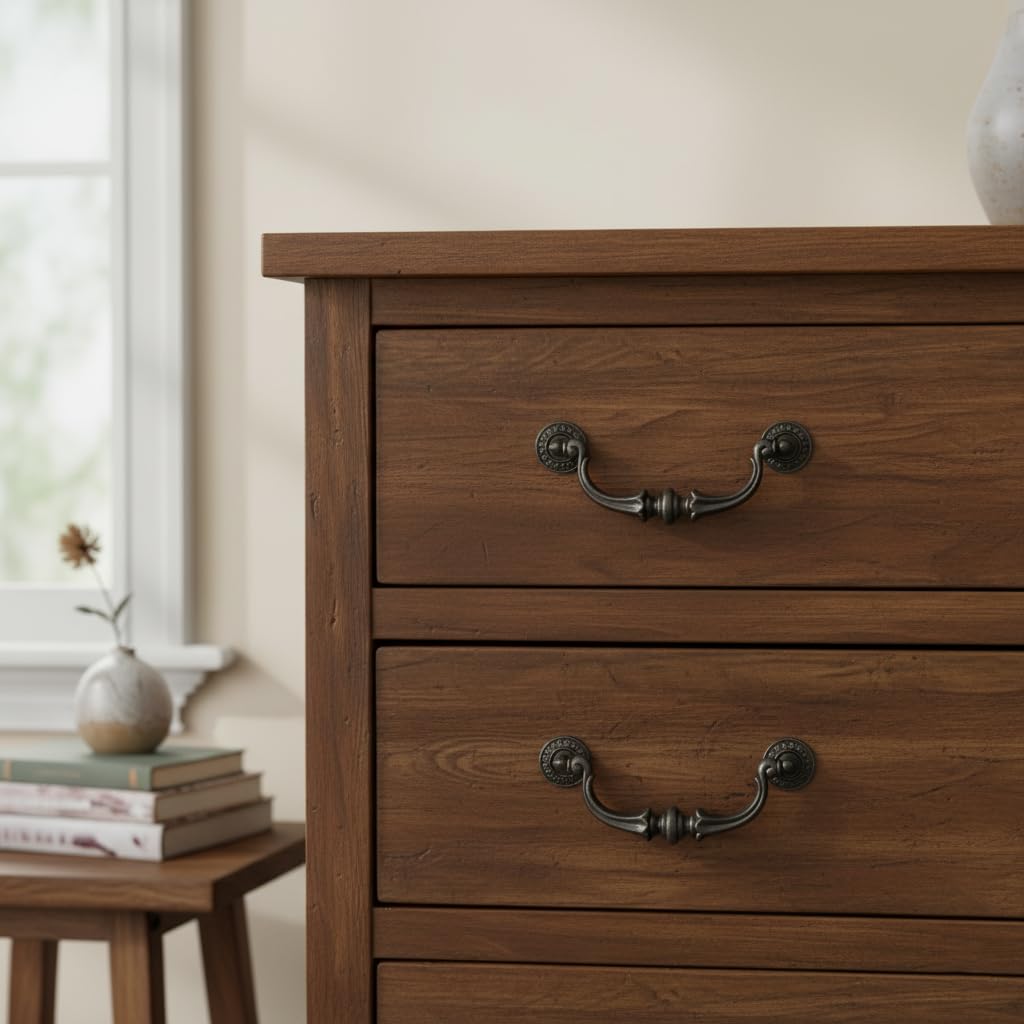 5.5 5 1/2 C-C Inch Drawer Pulls, 2 Pack 140mm Hole Centers Vintage Style Large Drop Bail Handles for Dresser