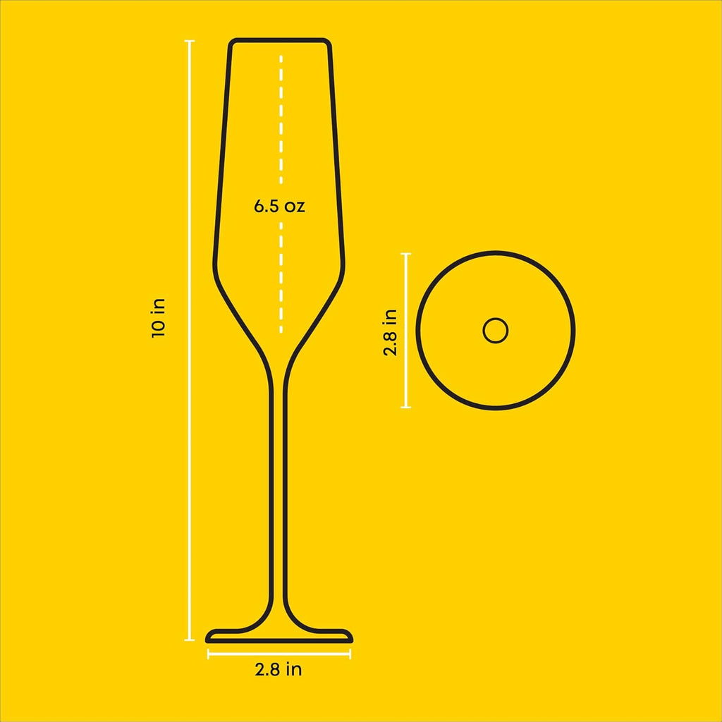 Champagne Glasses Layla Collection, Set of 4 - 6.7 oz Elegant Crystal Stemmed Champagne Flutes for Prosecco