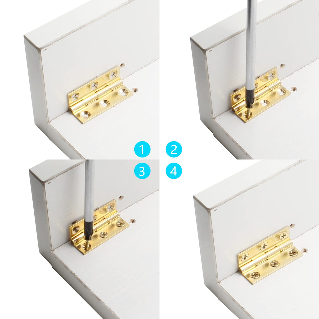 8Pcs 1.5 Inch Brass Butt Hinges, Gold