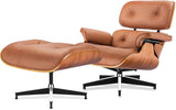 Modern Reading Chair and Ottoman — Leather