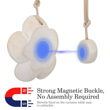 Magnetic Curtain Tiebacks, Flower Vintage Curtain Holdbacks, Beige