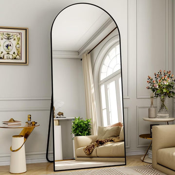 71" x 26" Arched Full Length Mirror, Black Frame Floor Standing Mirror, Full Body Dressing Mirror, Closet & Home