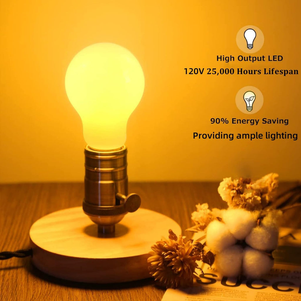 8 Pack 3W A60 Yellow Light Bulb LED Bug Light Bulbs for Outdoor 25W Equivalent 120V E26 Edison Bulb Amber 2000K