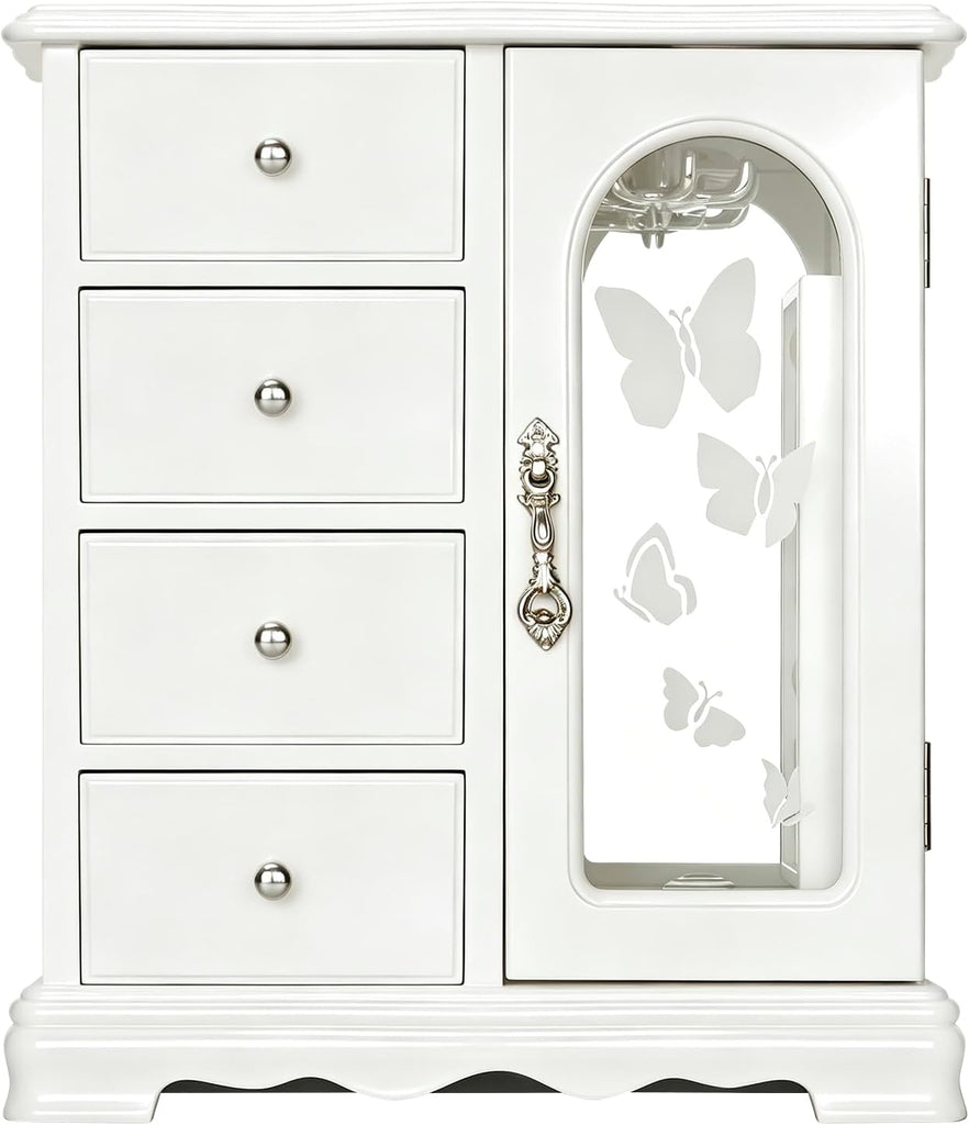 Solid Wood Jewelry Box White