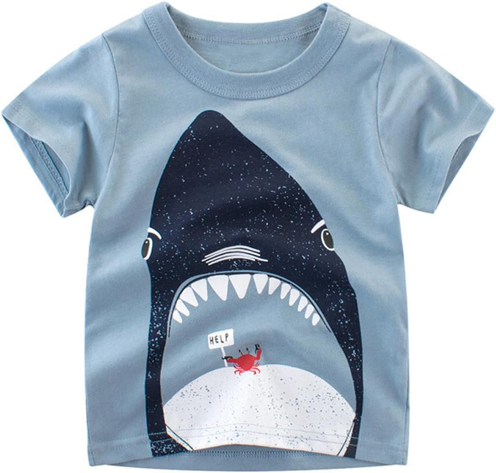 Toddler Boy Dinosaur T-Shirts Short Sleeve Shark Excavator Tee
