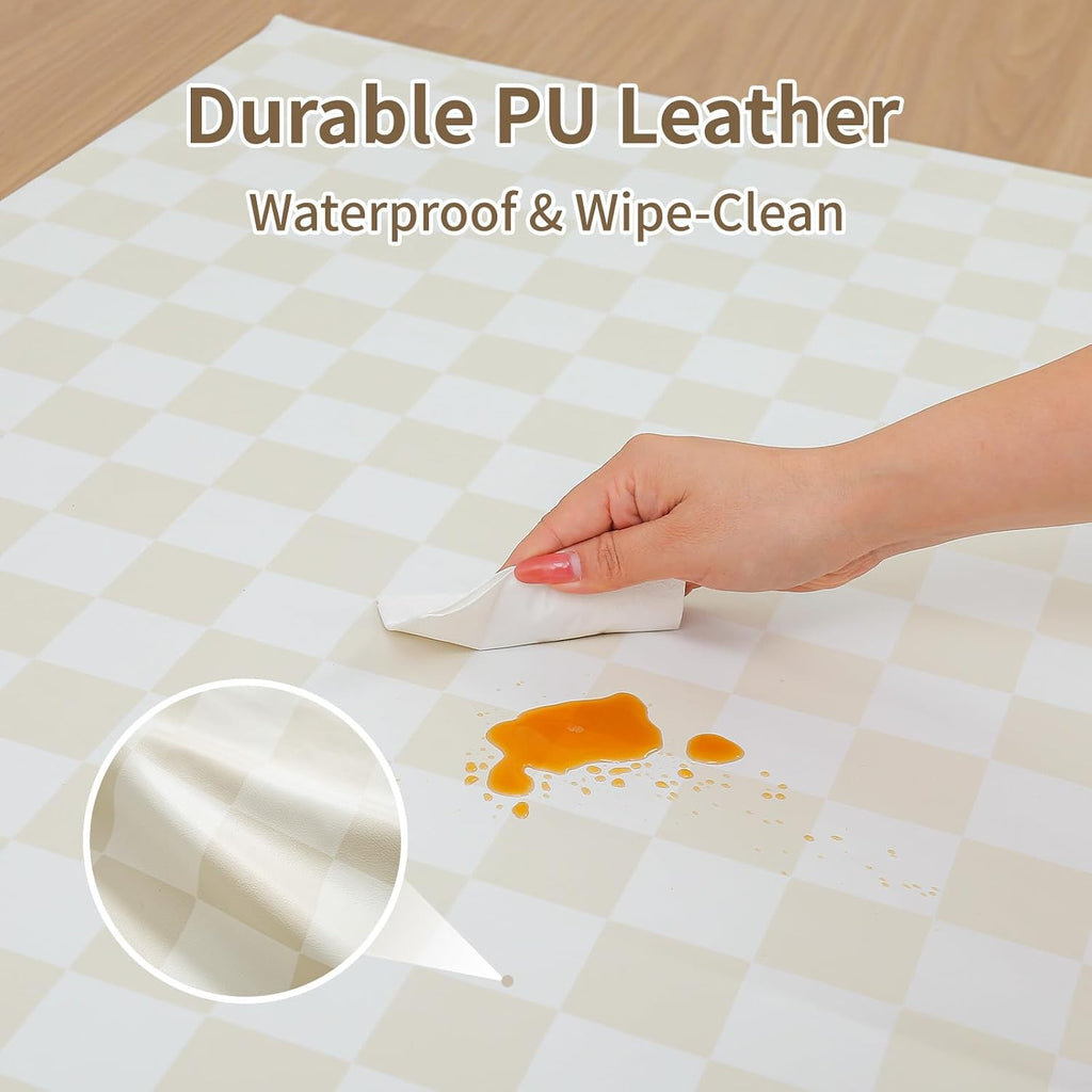 Large Vegan Leather Baby Play Mat for Floor,1.3"Thick Foam 59x82 Foldable Waterproof Kids Play Mat,Stylish and Just