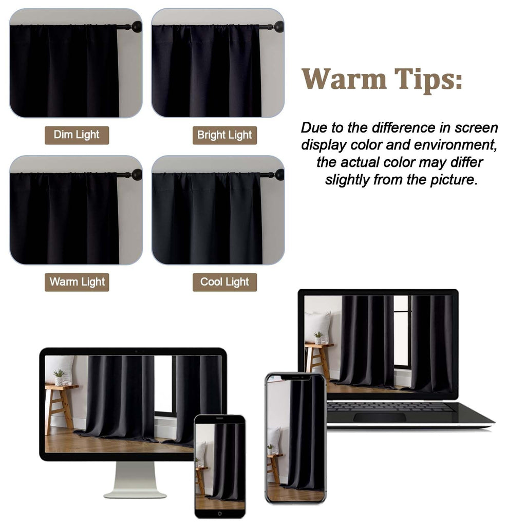 Black Blackout Curtains 120 Inches Long 2 Panels, Thermal Insulated Extra Long Window Curtains, Rod Pocket Window