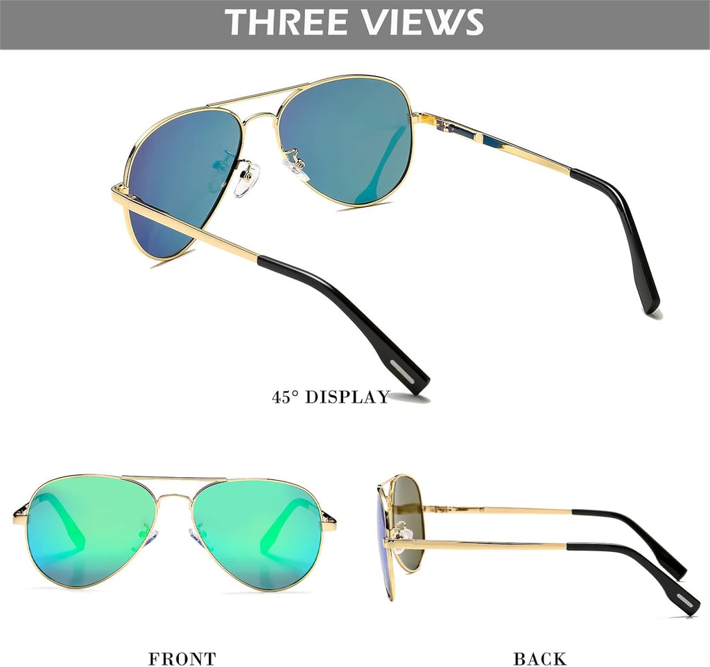 Polarized Kids Aviator Sunglasses for Girls Boys Classic Juniors Glasses UV400 Protection Lens,52mm