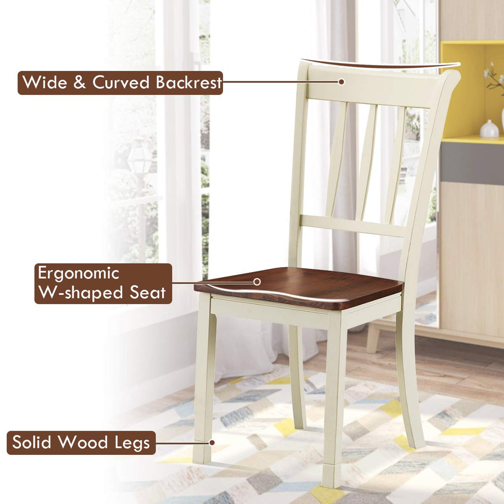 Wood Dining Chairs Set of 2, Armless Kitchen Chairs