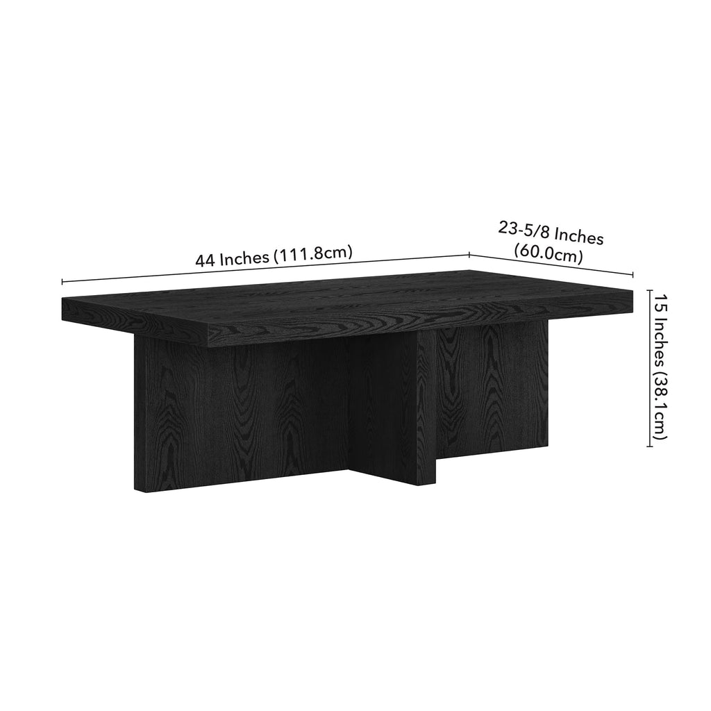 44" Scandinavian Coffee Table, Natural Black
