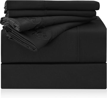 Queen Sheet Set - 6 Piece Hotel Luxury Wrinkle-Free Microfiber Sheet, Oeko-TEX Certified, Breathable & Elastic, 16"